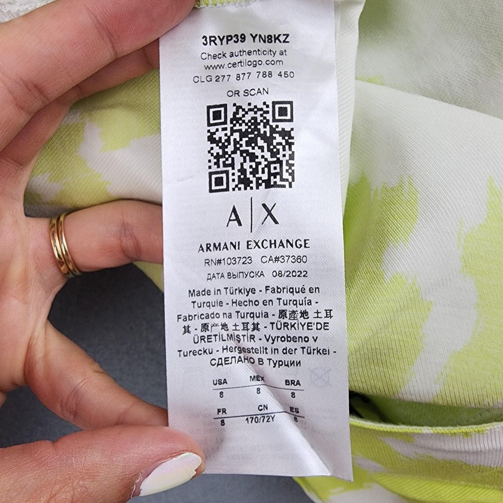 Armani Exchange Dress Pants Womens 8 Green Camo Wide Leg Twill Casual Summer - Picture 3 of 13